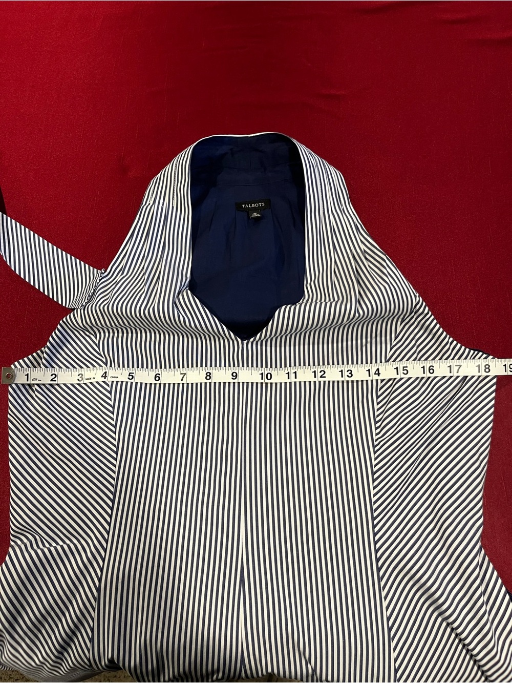 Talbots Navy and White Striped Halter Tie-Waist Midi Dress - Picture 4 of 8